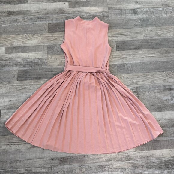 Grace Karin NWT pink pleated sleeveless dress tie belt V-neck size small D50 - Picture 8 of 9